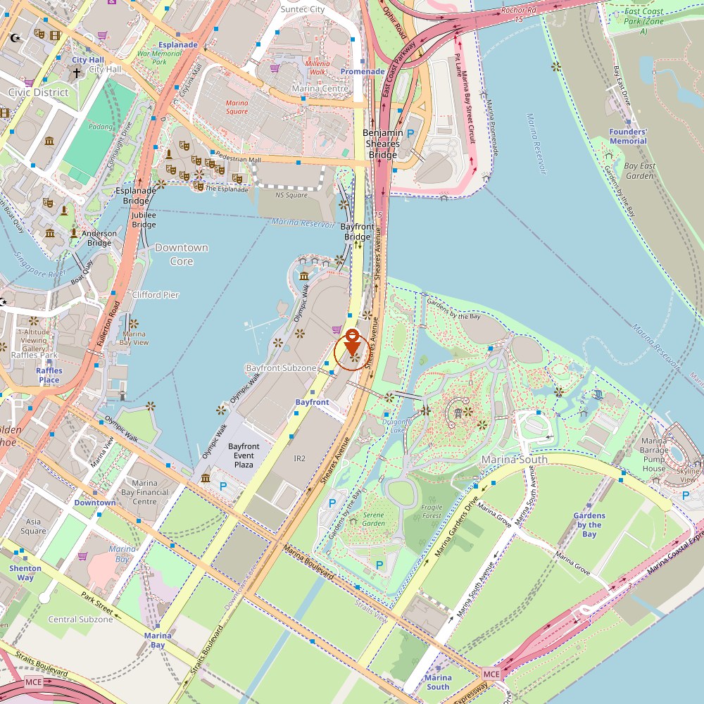 Map of Marina Bay showing the Sands Expo & Convention Centre location